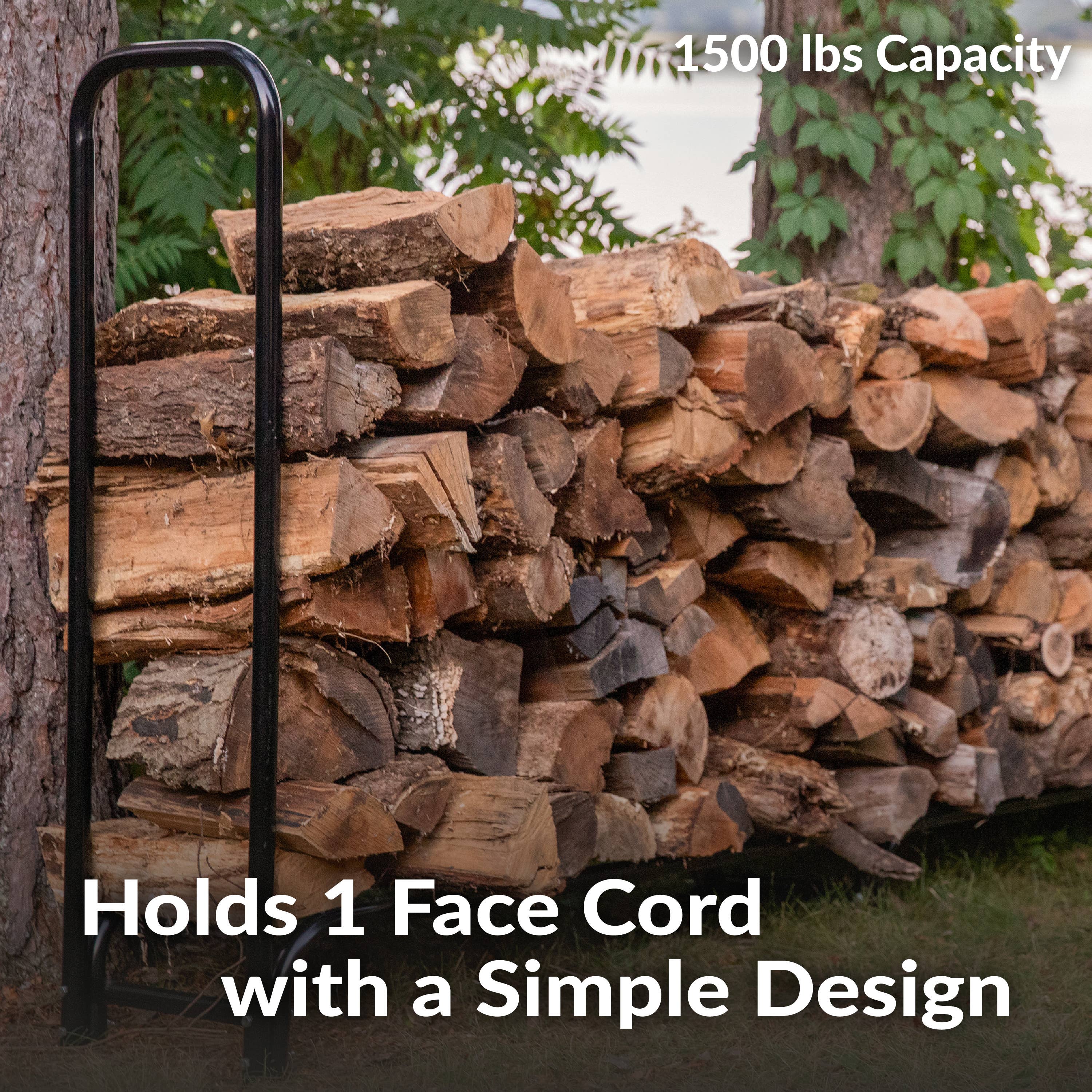 Sunnydaze Decor - Wholesale Fire Pit - 8 ft Steel Indoor/Outdoor Firewood Log Rack - Black2