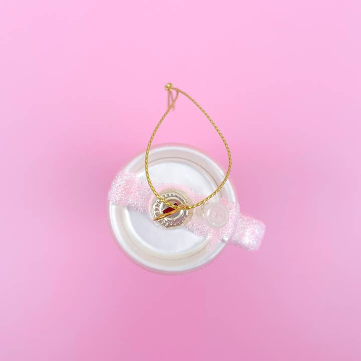 Rock Paper Scissors - Wholesale Ornament - Pink Glittered Trendy Tumbler Christmas Ornament
