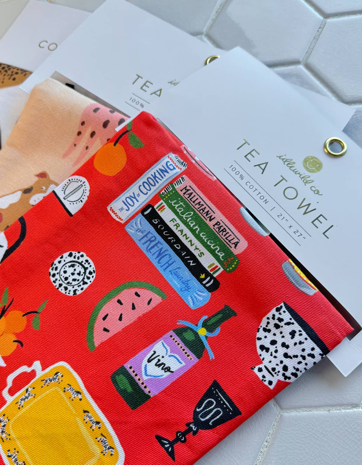 Idlewild Co. – Engroshandel Viskestykke – Farverigt viskestykke i bomuld med vilde katte og broderidetaljer2