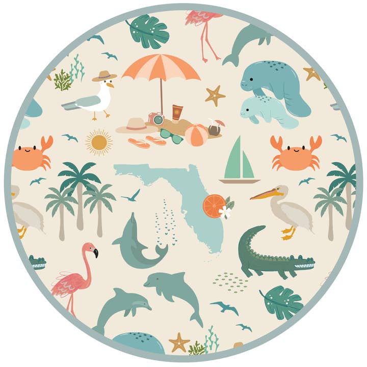 Beige Multi Explore Florida Souvenir Bamboo Kids Pajamas Toddler Set for wholesale on Faire4