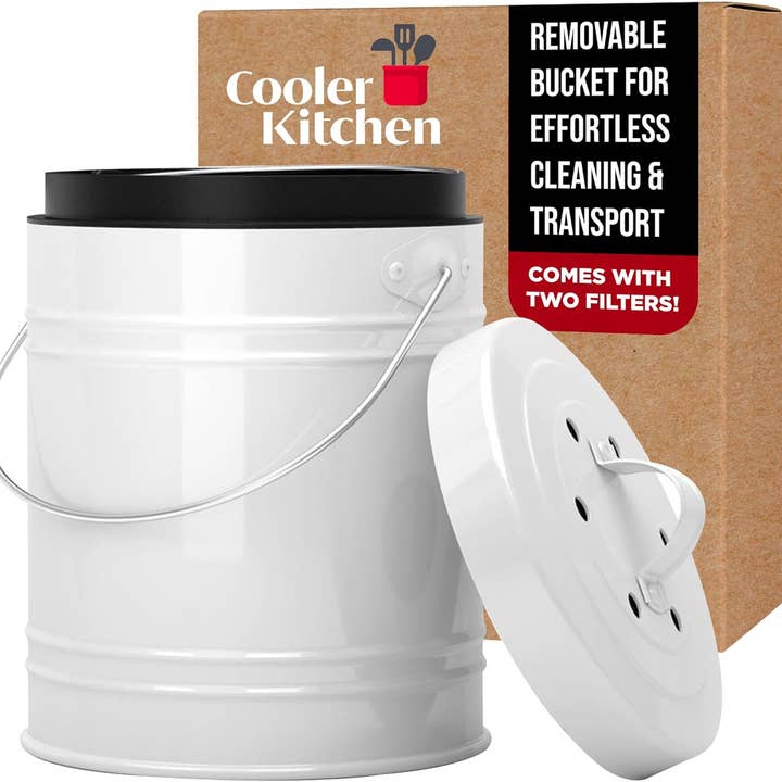 Cooler Kitchen 3-Liter Kitchen Compost Bin w/ EZ-No Lock Lid for wholesale by Cooler Kitchen