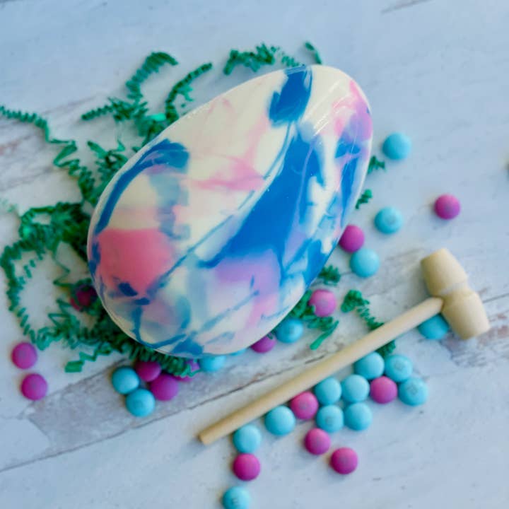 Chocolates Unlimited by Denise - Wholesale Chocolate Covered Sweets - Breakable Chocolate Egg in Tie-Dye Design