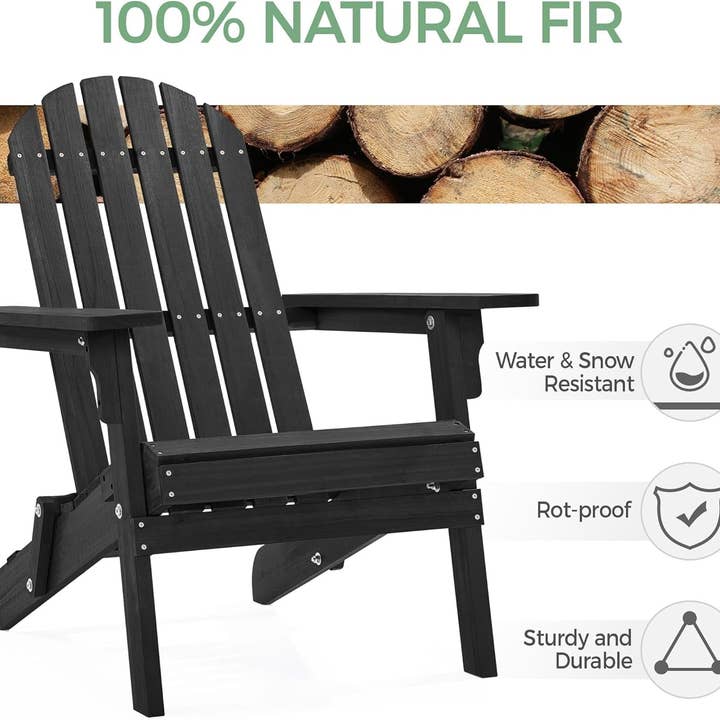Black Folding Adirondack Chair Set of Two for Outdoors for wholesale on Faire3