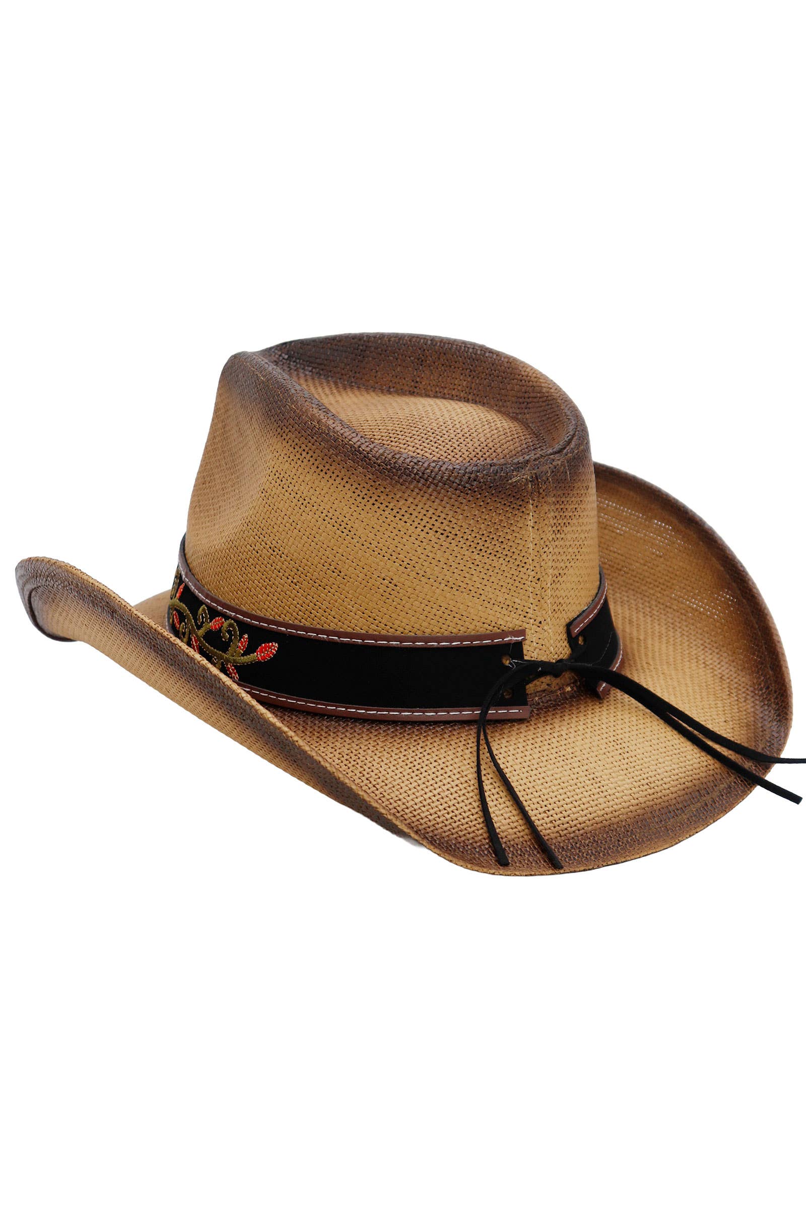 Cap Zone – Engroshandel Cowboyhat - Dame – Bronzeret ravfarvet concho blomsterbælte cowboyhat11