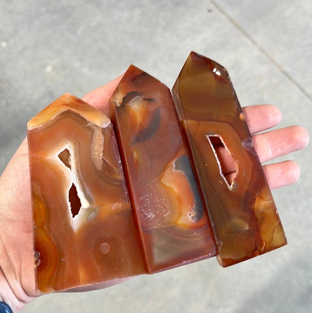 Keystone Crystals - Venta al por mayor Piedras/cristales espirituales - Obelisco de Cornalina Druzy - Punto de Energía de Cristal3