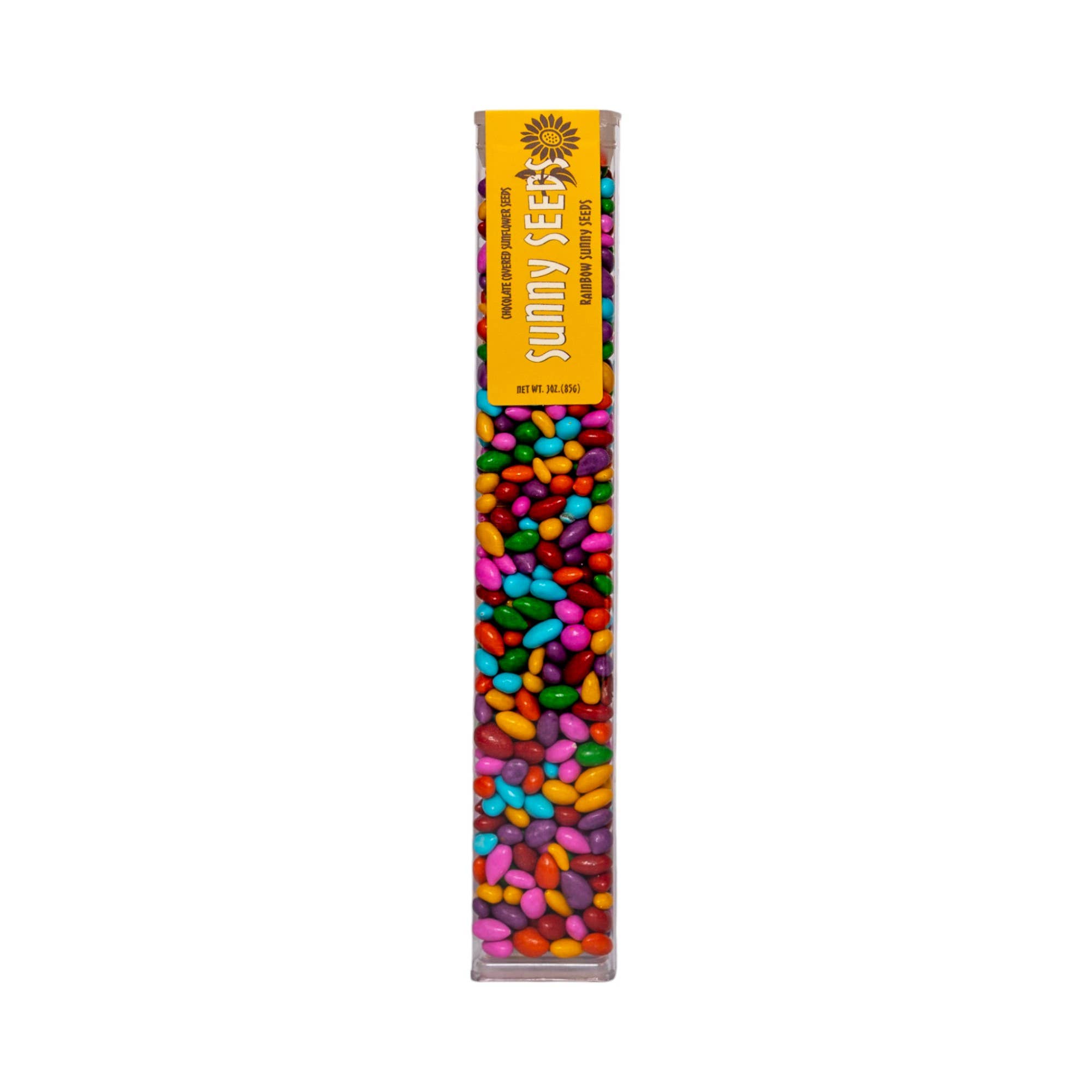 Sunflower Food Company - Wholesale Chocolate Covered Sweets - Rainbow colored Sunny Seeds in 3 oz tubes1