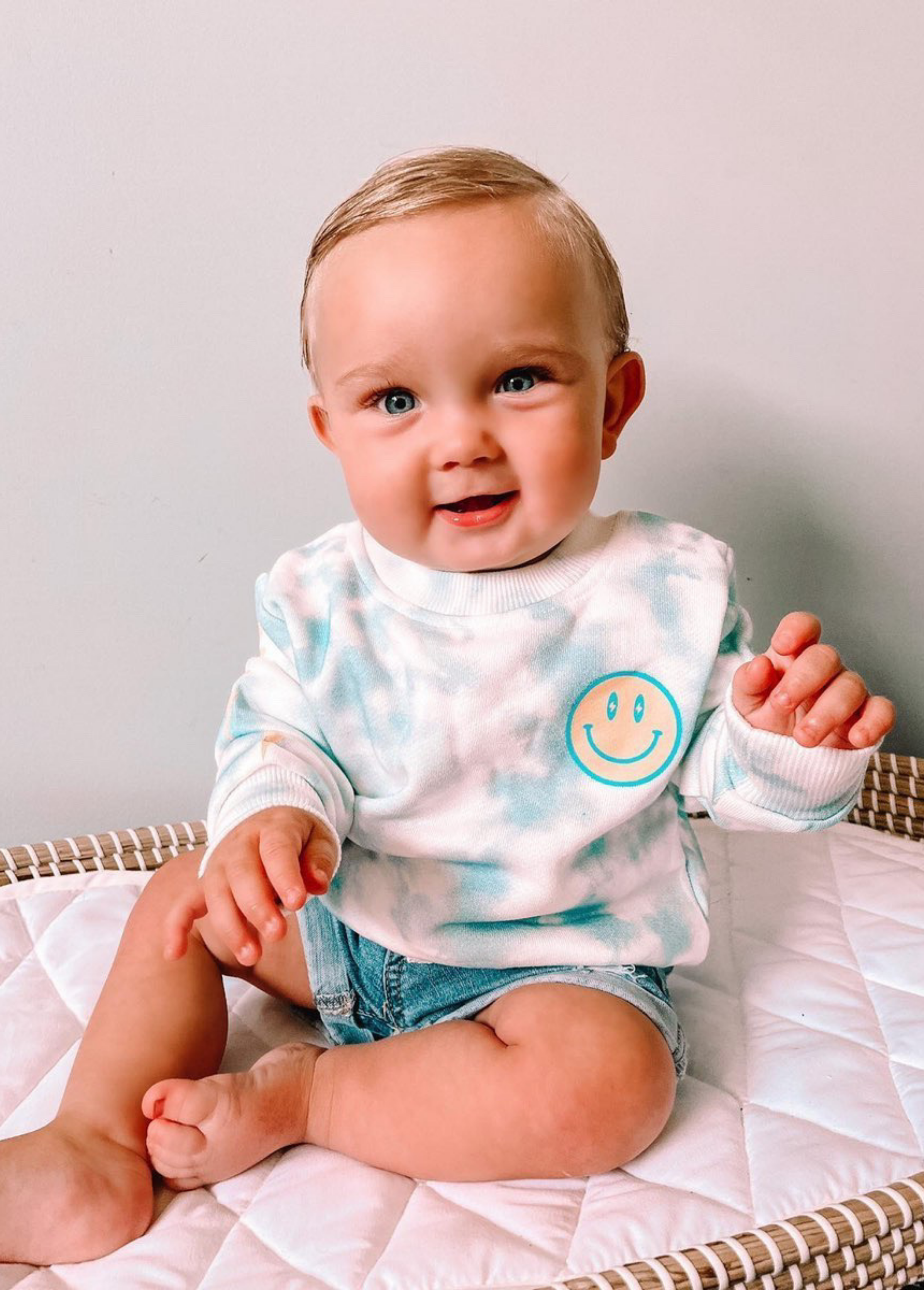 Little Trouble - Wholesale Sweatshirt - Kids - Blue Sky Tie Dye Crewneck1