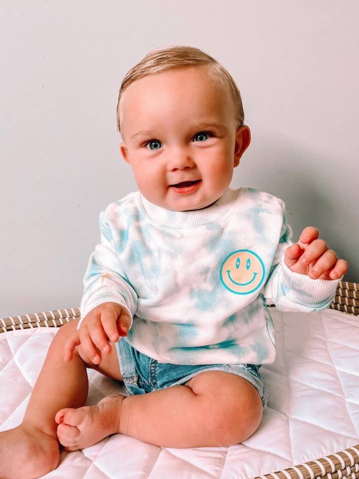 Little Trouble - Wholesale Sweatshirt - Kids - Blue Sky Tie Dye Crewneck1