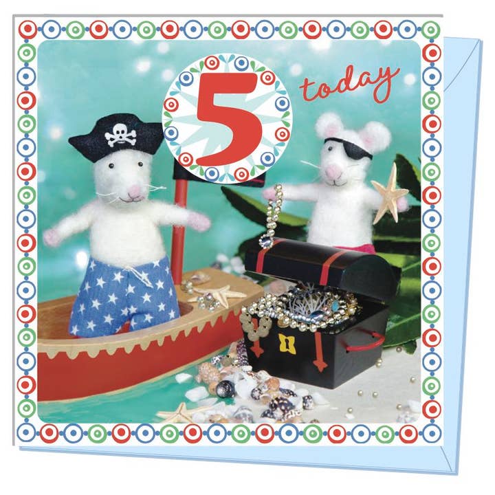 Pirate Birthday - Age 5 Card for wholesale by Maddy's Mice