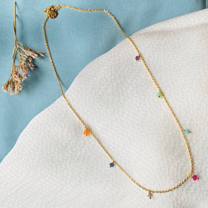 ROZENKETTING, fijne steentjes (CCHRO2) voor wholesale door Sophie Deschamps Bijoux