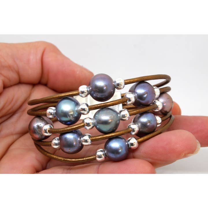 1G Svart/Peacock Pearls Armband för wholesale av Sea Ranch Jewelry