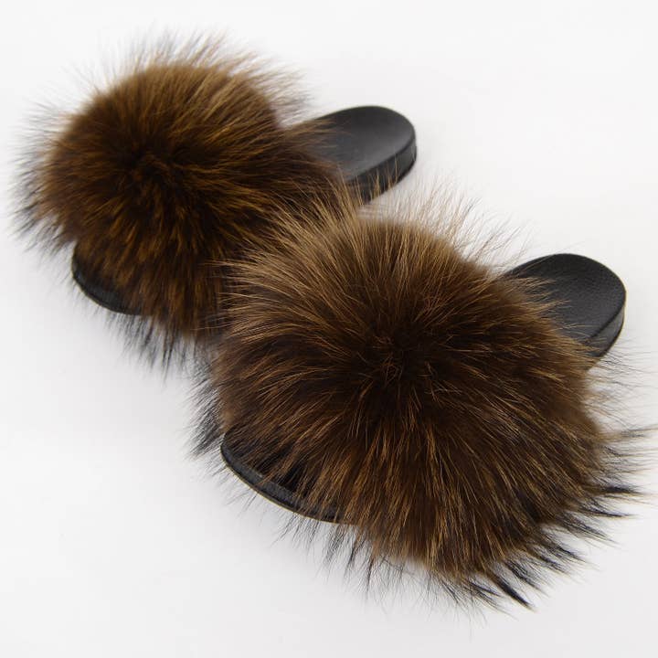 VividLux - Wholesale Slippers - Women's - Fluffy Fur Slides Flat Furry Sandals for Women 22