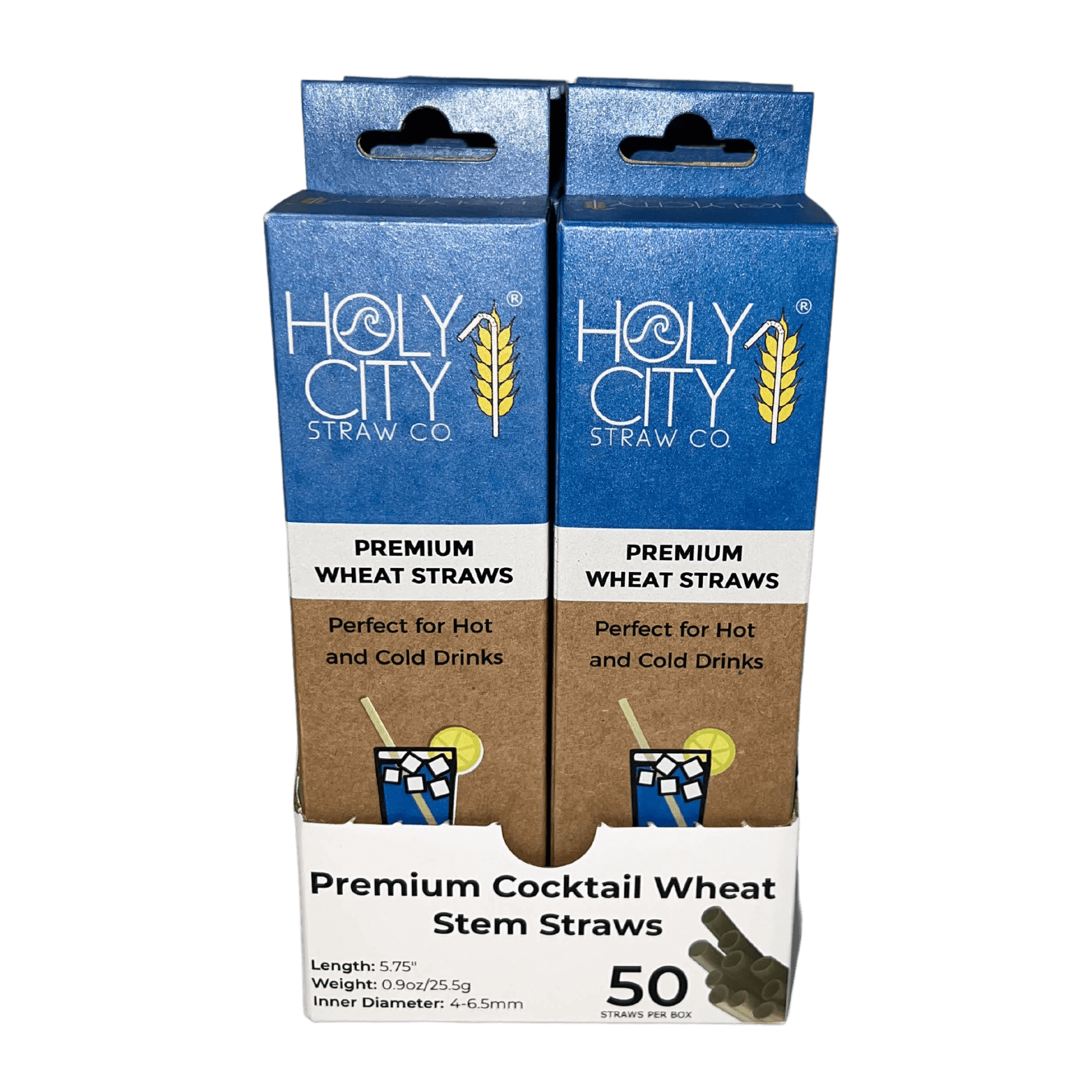 Holy City Straw Company - Wholesale Drinking Straw - Cocktail Wheat Drinking Straws | Inner Pack 10 Boxes | 50ct10