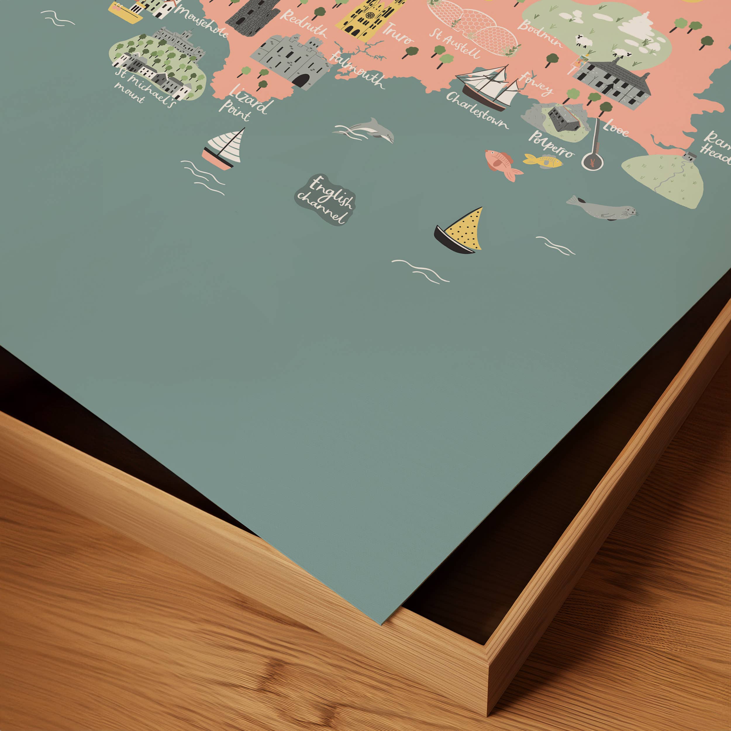 Abbie Imagine – wholesale Art print – Cornish Map Print | Illustrated Cornwall Print1