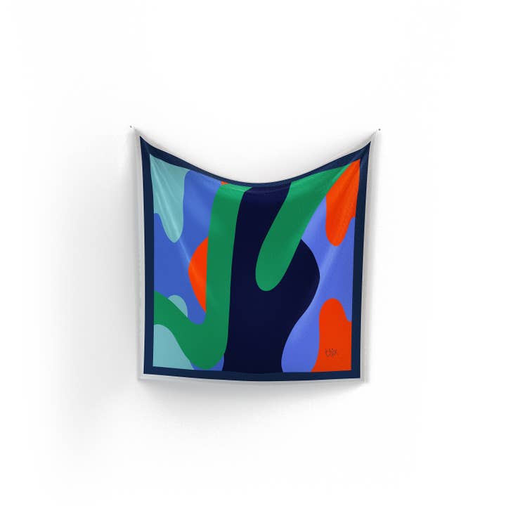 Abstract Primary Silk Bandana for wholesale by T. Hix Art
