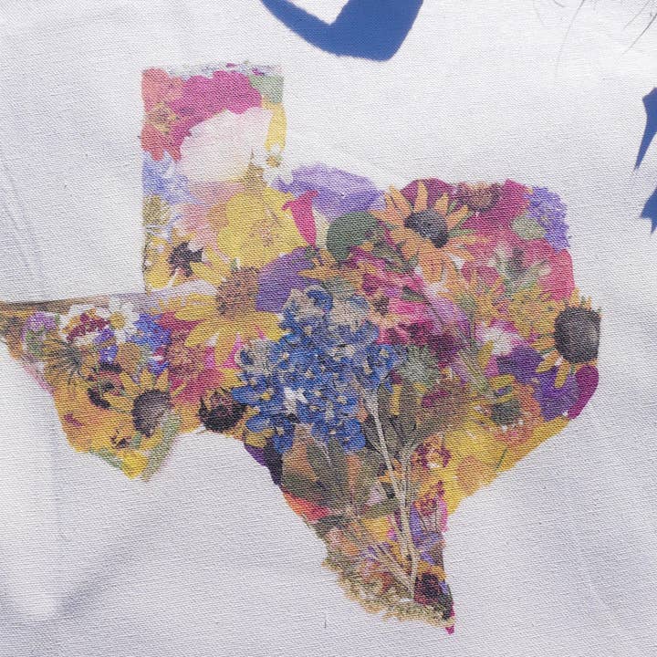 Pressed Flower Texas Tote Bag | Native Wildflower Collage Design | 100% Cotton Eco-Friendly Tote for wholesale by Remedy Designs