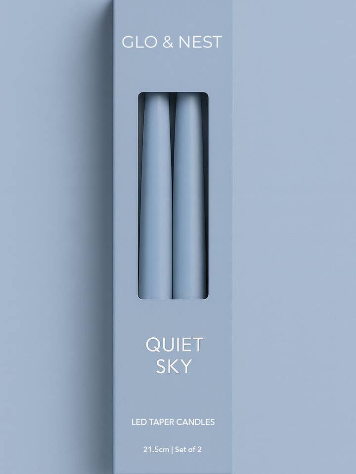 Set of 2 LED Taper Candles -Quiet Sky for wholesale by GLO & NEST