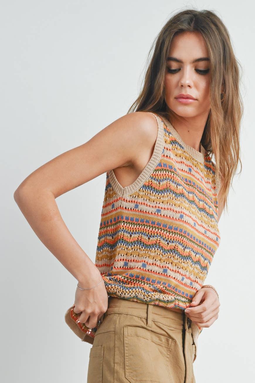 BUTTERMELON - Vente Haut en maille – femme - Haut en maille à motif géométrique - BMW735518