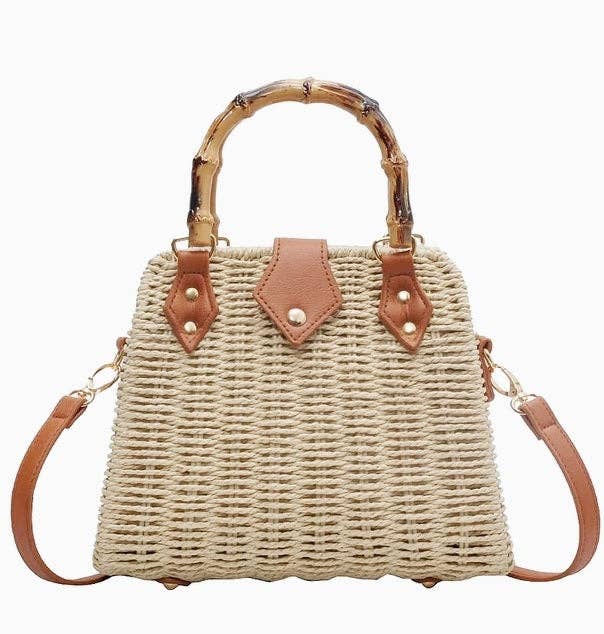 TAPA fashion - Venta al por mayor Bolsa de playa - Bolso de playa de ratán con asa de bambú BG4225-12. (1 unidad)1