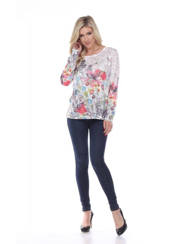 Dame strikket 3/4-ærmet T-shirt for engroshandel hos Rising International Inc