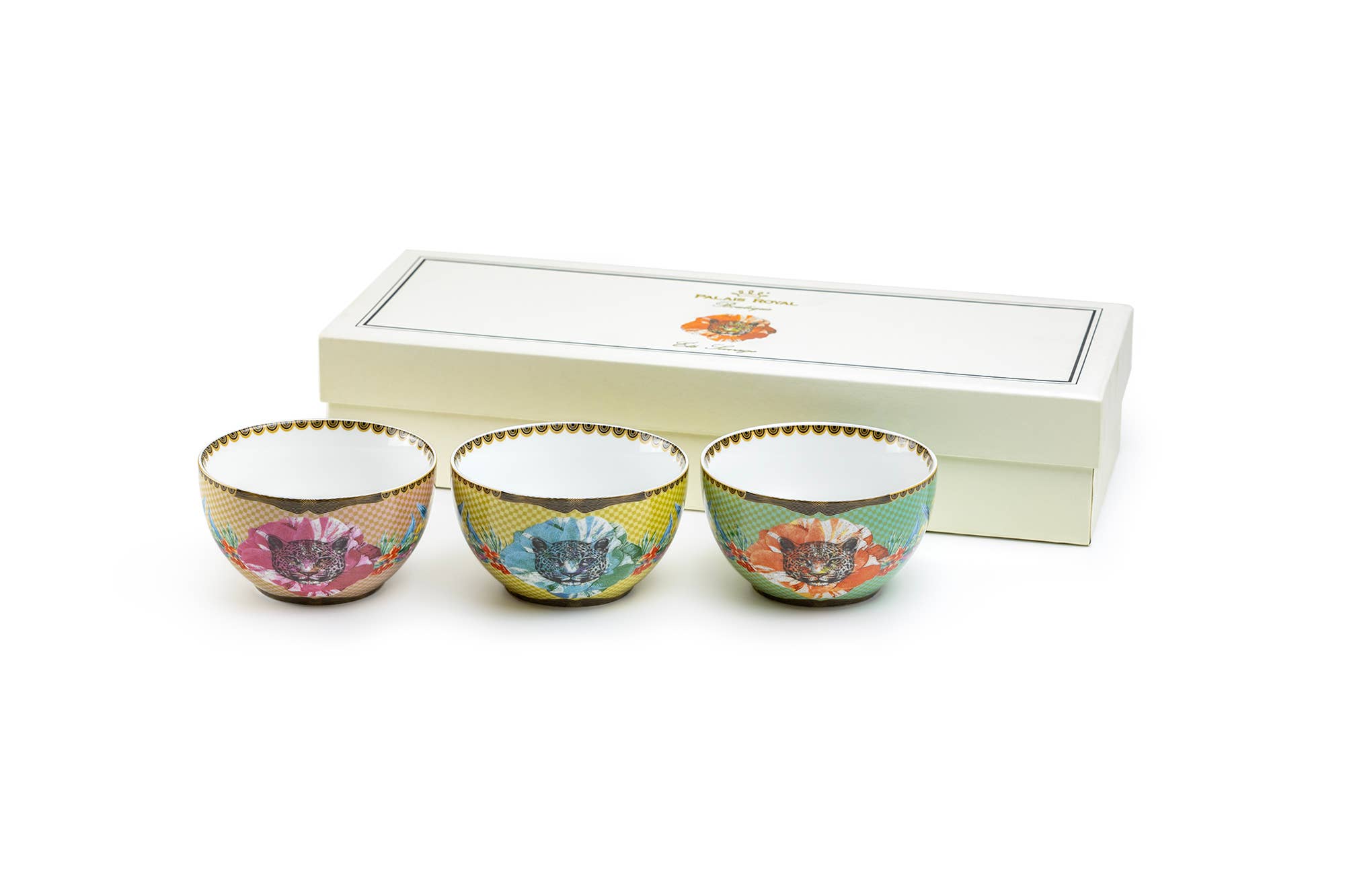 Grace Teaware - Wholesale Bowl - Summer Savanna Leopard 3.75" Porcelain Tidbit Bowls Set of 3
