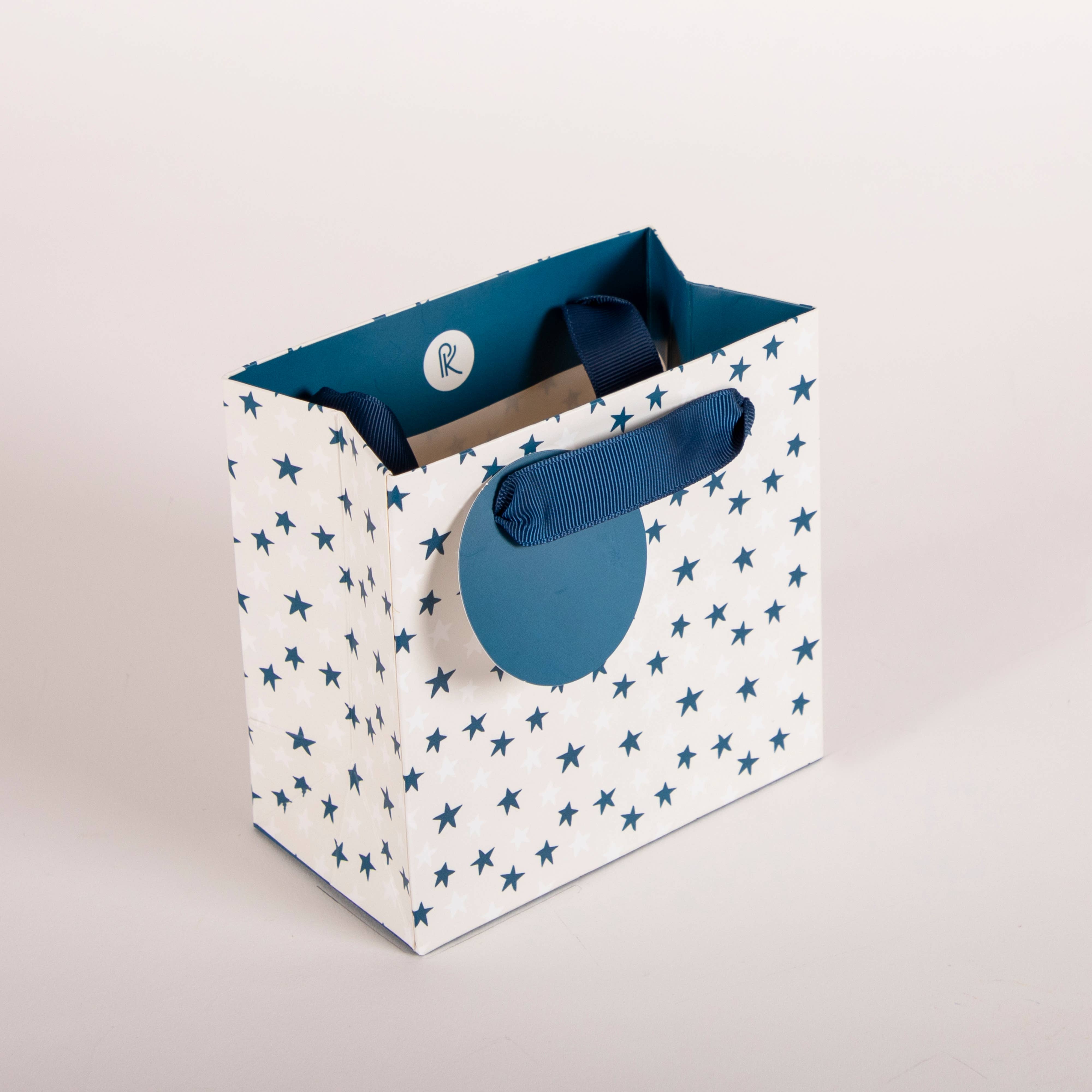 Penny Kennedy Ltd – wholesale Gift bag – Small Gift Bag Stars Blue White Eco