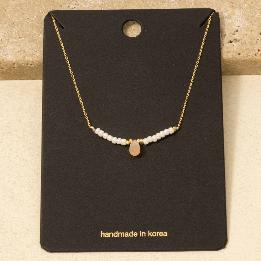 Anarchy Street – wholesale Pendant/charm necklace – Teardrop Stone Beaded Bar Charm Necklace5