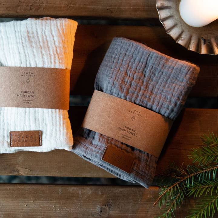 TURBAN-HAARTUCH, GRAU für den Großhandel von PURA NORDICA