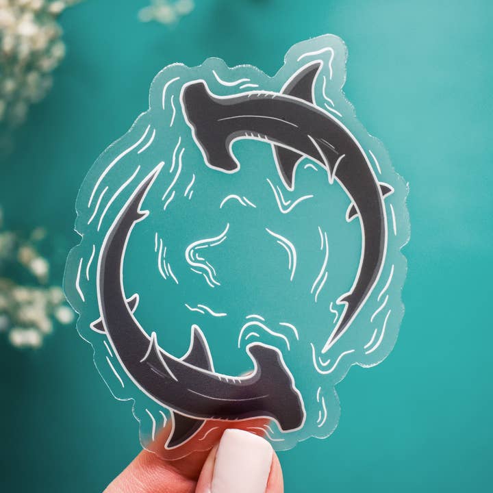 Hammerhead Sharks Clear Vinyl Sticker for wholesale by Wild Peonies Studio