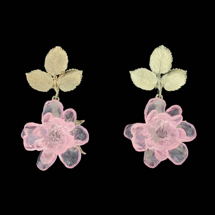Pendants d'oreilles à poteau Rose Blushing pour la vente par Michael Michaud