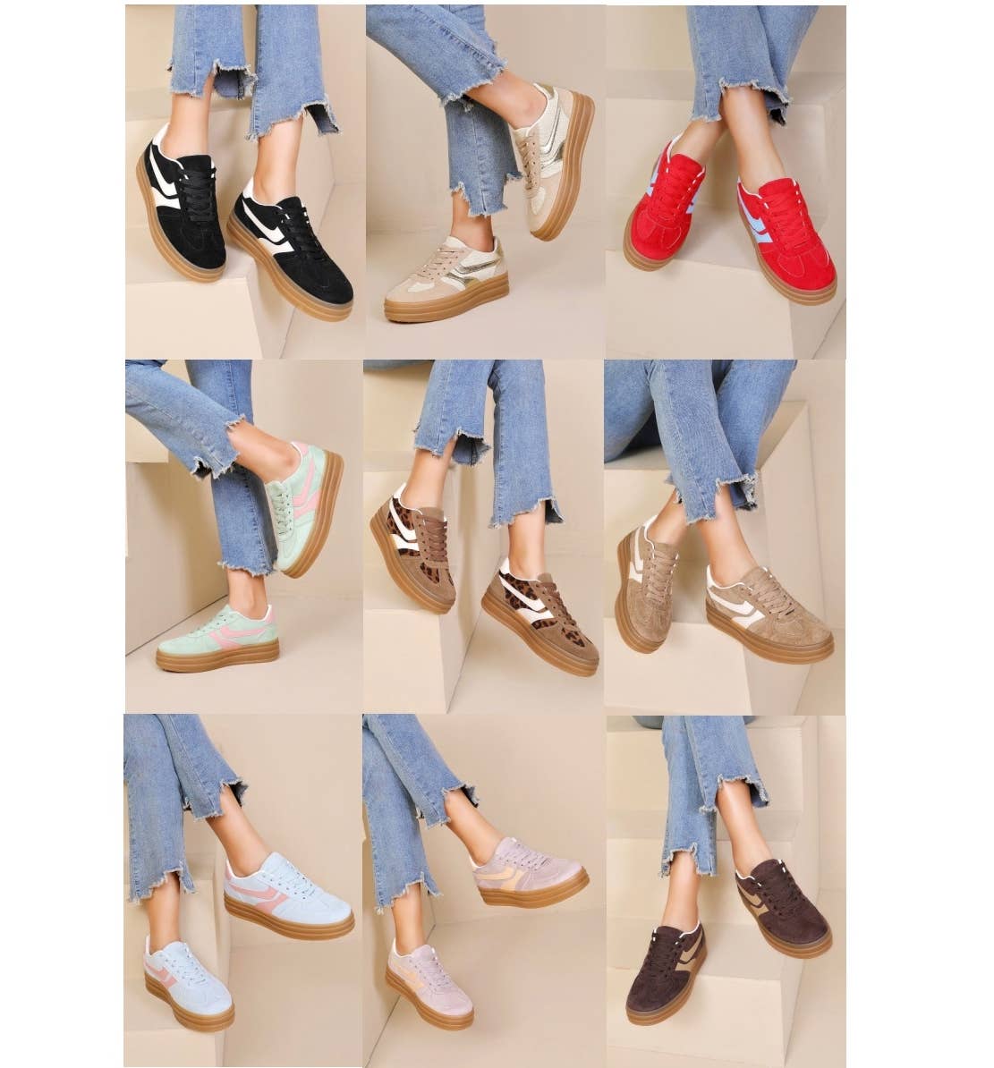 No Doubt Shoes – wholesale Lifestyle trainers – Women′s – WOMENS LACE UP GUM SOLE SIDE DETAIL CHUNKY SNEAKERS25