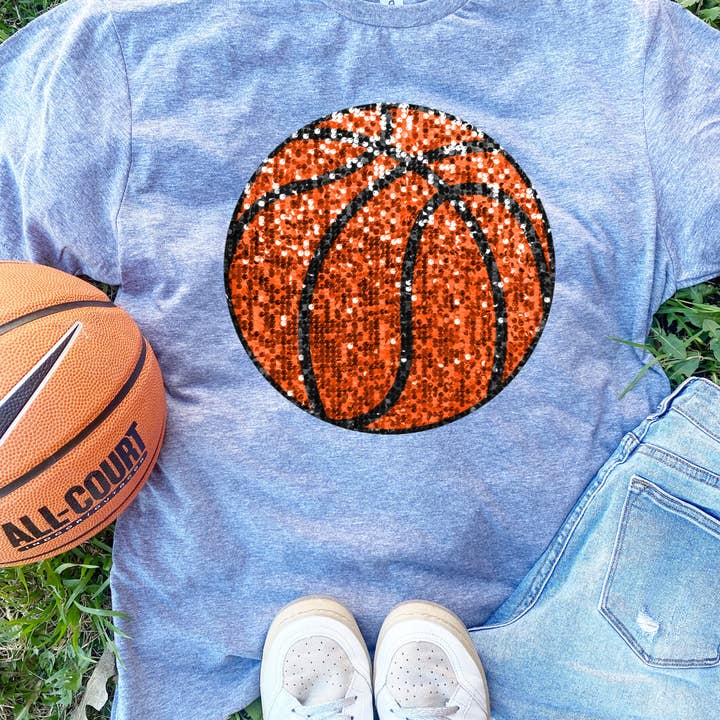 Sequin Basketball Graphic Tee for wholesale by Simply Blush Wholesale