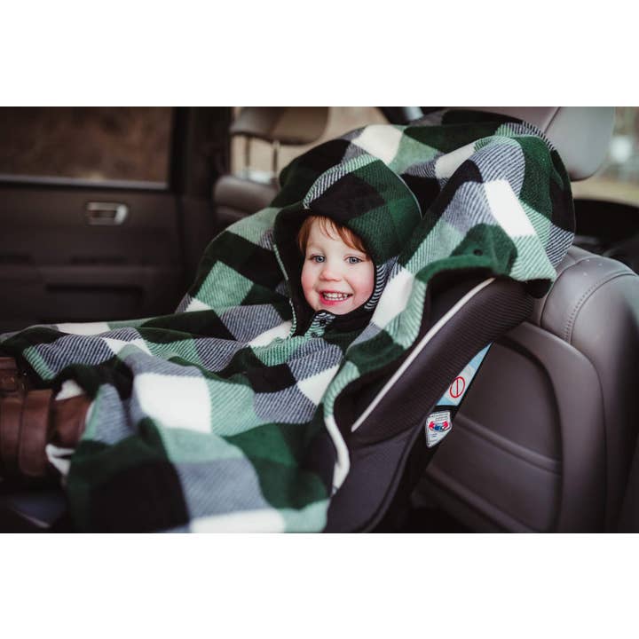 Otto & Odette LLC - Wholesale Poncho - Kids - Luxury Fleece Car Seat Poncho, Child Coat, Frost Floral&Teal