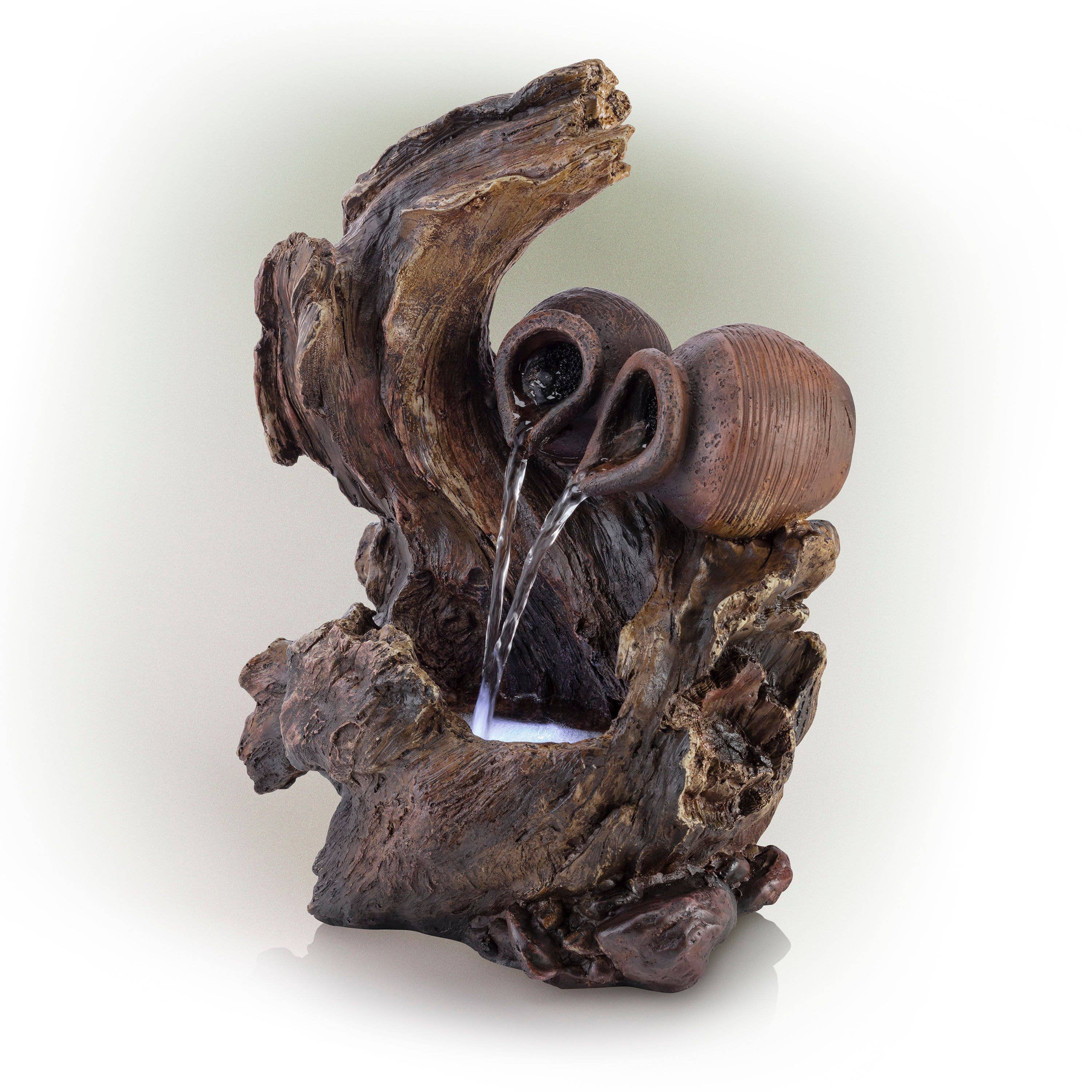 Alpine Corporation - Wholesale Decorative Tabletop Object - Alpine Corporation Two Jars on Tree Branch Tabletop Fountain7