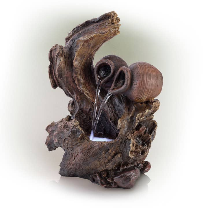 Alpine Corporation - Wholesale Decorative Tabletop Object - Alpine Corporation Two Jars on Tree Branch Tabletop Fountain7