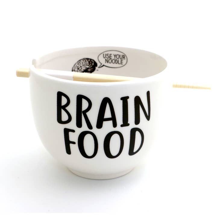 Brain Food Chopstick Bowl, Use Your Noodle, funny ramen bowl for wholesale by Lenny Mud