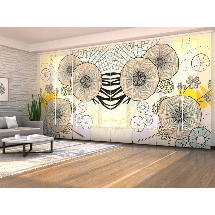 Set di 8 Tende a Pannello Favoloso Fiore Astratto per la vendita all'ingrosso da parte di IlyDecor