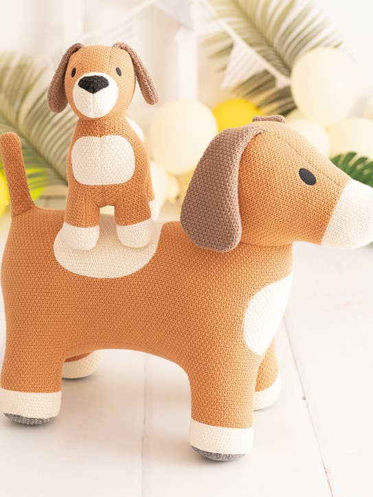 100 % Baumwolle Kuschelpack Hund in Braun für den Großhandel von Crochetts