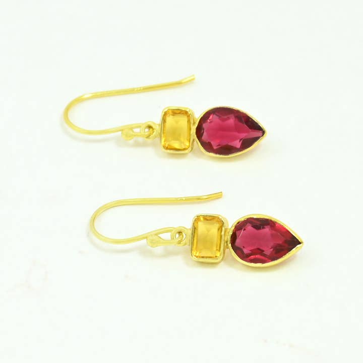 Leni Örhänge Guld Silver 925 - Citrin & Rosa Turmalin för wholesale av Schmuckoo Berlin