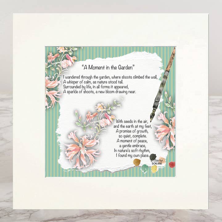 Un moment dans le jardin Impression montée Giclée pour la vente par Claire Louise