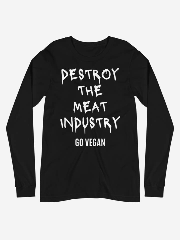 Destroy The Meat Industry Unisex Long Sleeve Tee for wholesale by Plant Babes