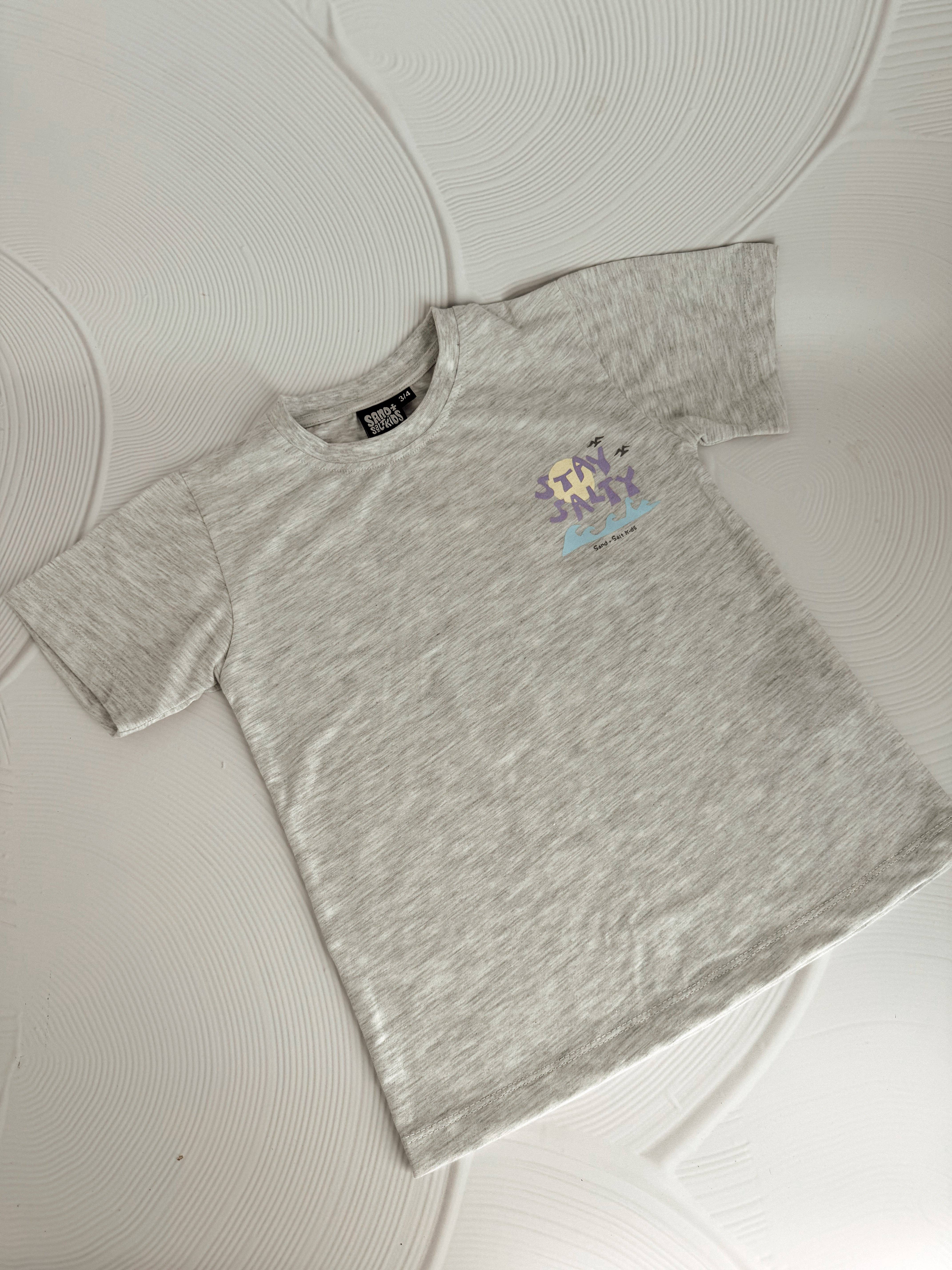 SAND N SALT KIDS - Wholesale Screen Printed T-Shirt - Kids - Stay Salty Tee Kids- Grey Marle1