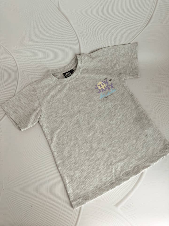 SAND N SALT KIDS - Wholesale Screen Printed T-Shirt - Kids - Stay Salty Tee Kids- Grey Marle1