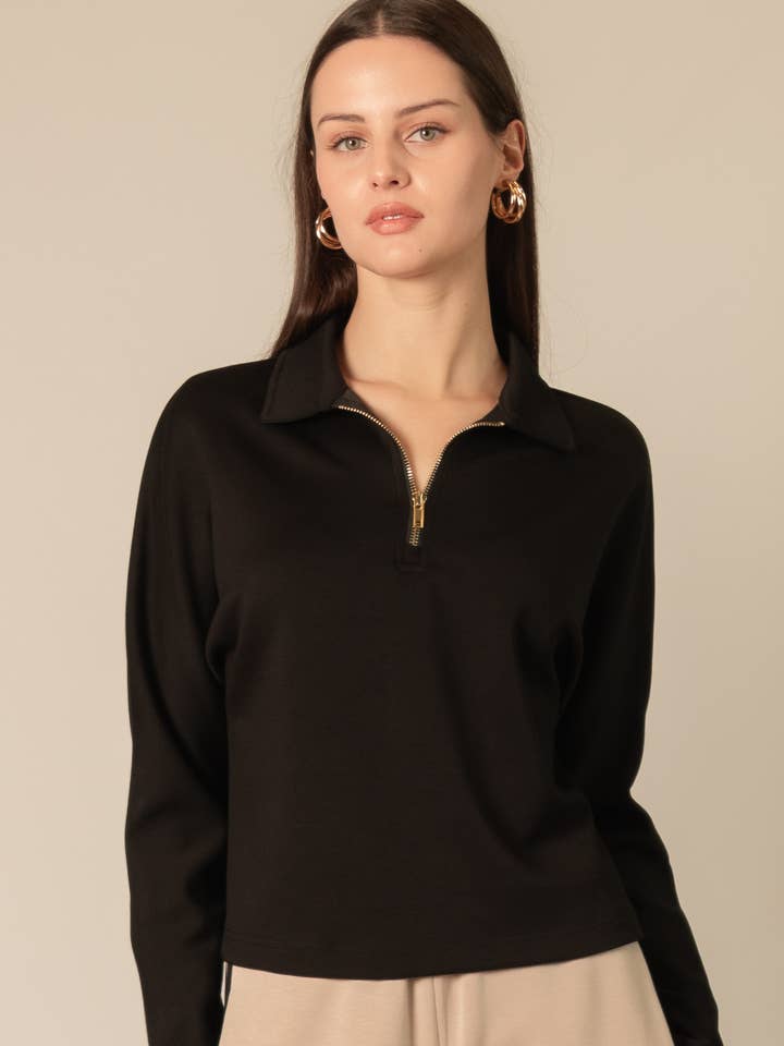 P. CILL Butter Modal Long Sleeve Quarter Zip Top for wholesale by P. CILL