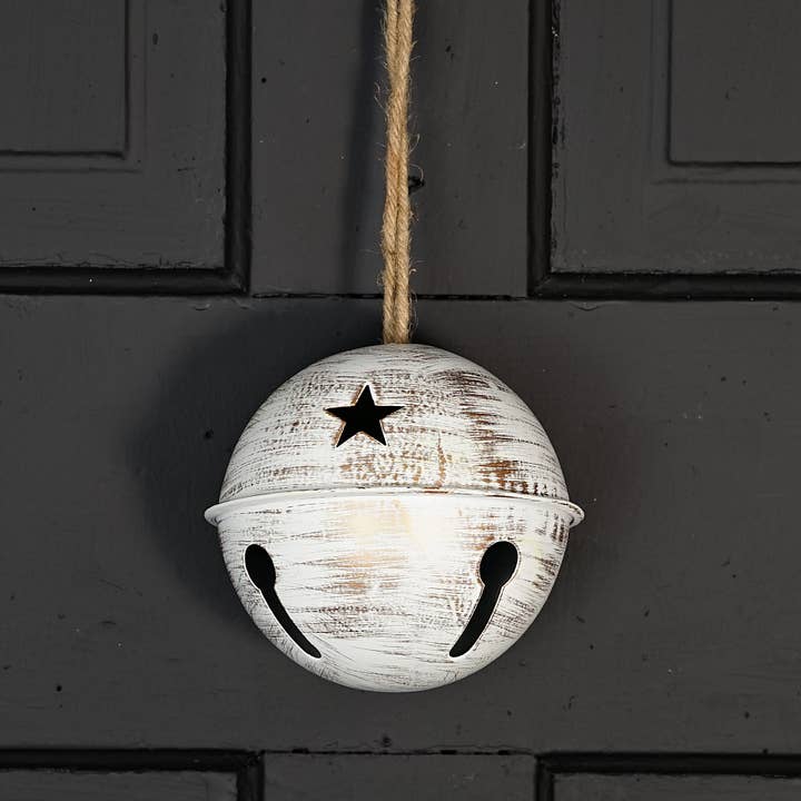 Impressive Enterprises, Inc. - Wholesale Ornament - M32835-Vintage white metal Jingle Bell w. brush (5.5inD)2