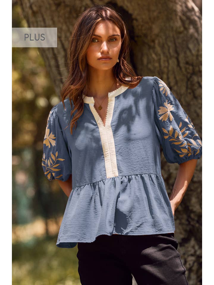 Oddi - Wholesale Blouse - Women's - Plus Solid Airflow Peplum Blouse 1