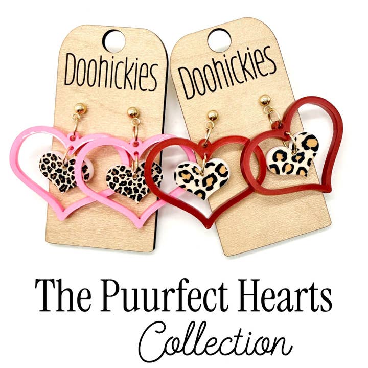 The Puurfect Heart Dangle Hearts Collection - Valentines Earrings for wholesale by Doohickies