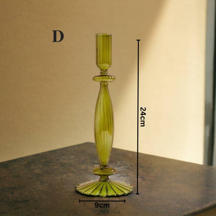 IVORE.GROUP (We cover All Import duty) - Wholesale Candle Holder - Olive Green Glass Candlestick Holder | Table Decor3