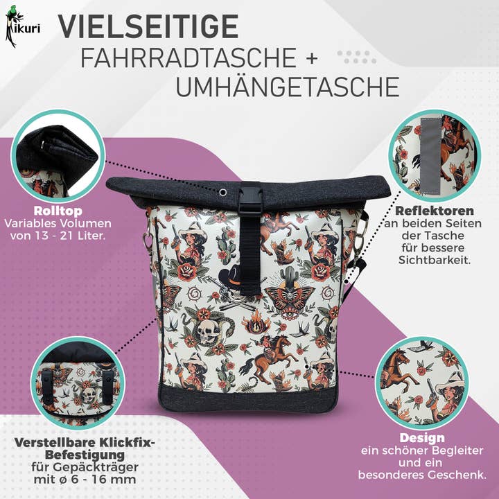 Ikuri - Wholesale Biking Accessories - Bicycle bag for luggage rack single bag cowgirl3