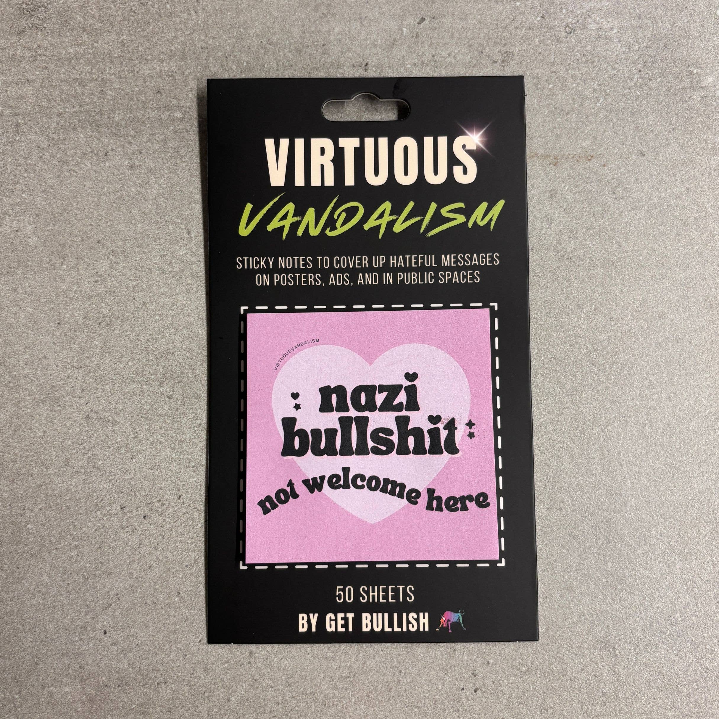 GetBullish - Wholesale Sticky Notes - Virtuous Vandalism “Nazi Bullshit Not Welcome” Sticky Notes4
